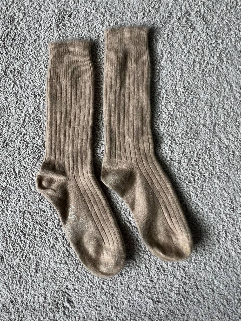 Corgi for J. Crew Ribbed Cashmere Crew Socks in Tan Brown